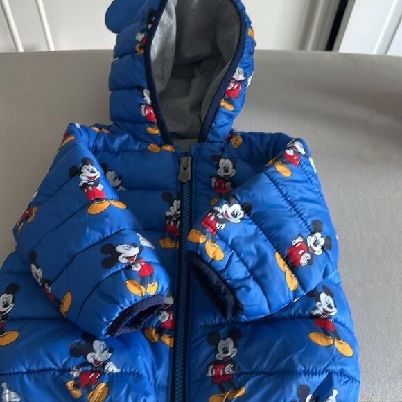 Baby Gap X Disney Baby Size 6-12 Months Mickey Mouse Blue Puffer Jacket - Picture 5 of 8